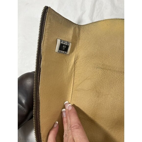 FRYE Melissa Harness Inside Zip Tall Brown Leather Boots Sz 6 B 76929 $438 - Picture 11 of 16